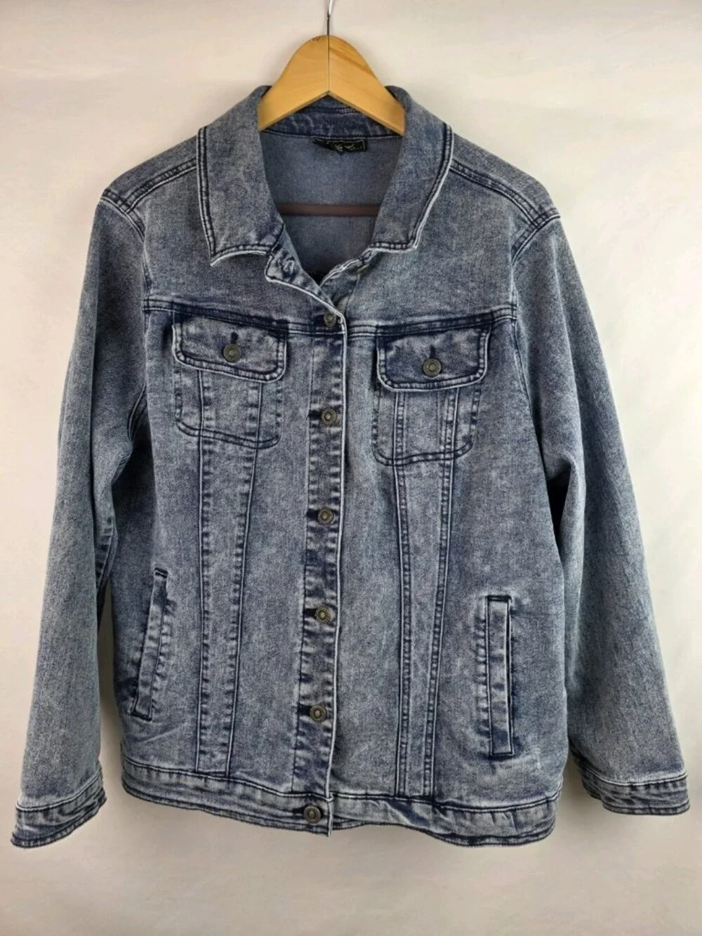 DG2 Diane Gilman Jean Jacket Women's Size 1X Blue Denim Jean Coat Jacket Top